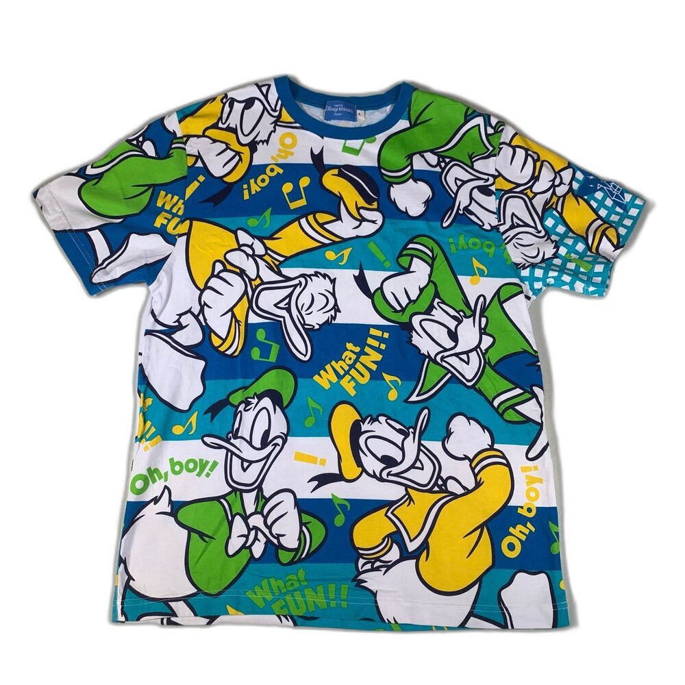 Donald Duck aop Tokyo Disney resort japan all over print shirt large
